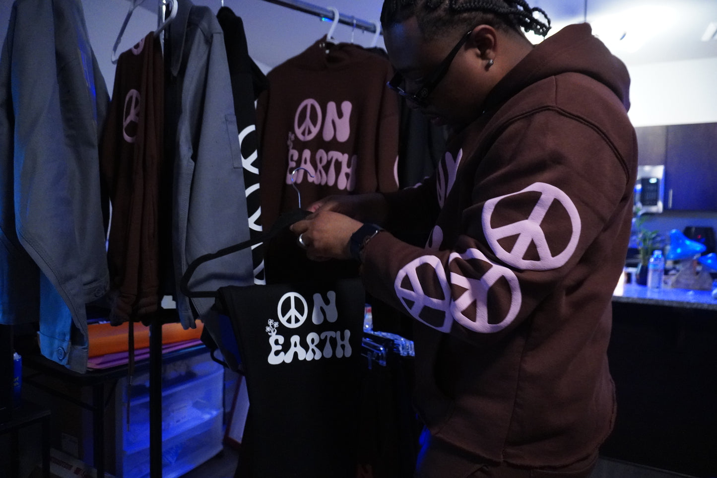 Peace Hoodie Set (Black)