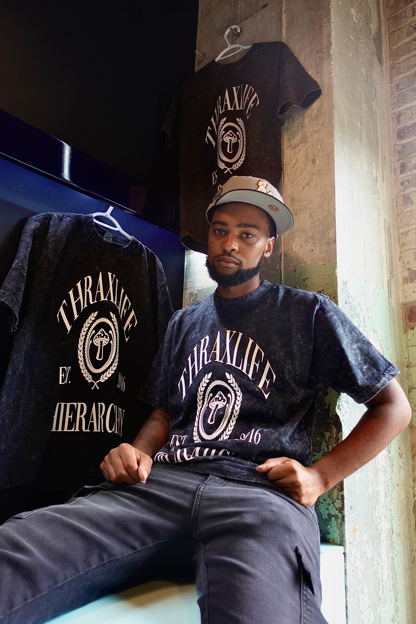 "ThraxLife Hierarchy" Acid Washed Tee