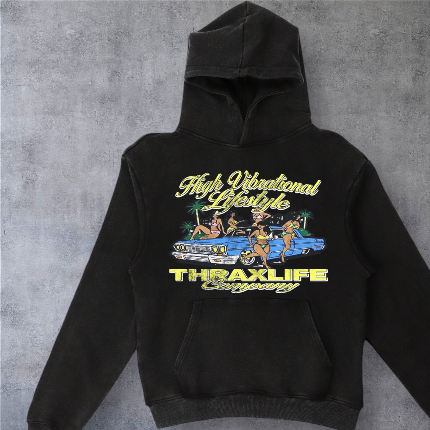 HIGH VIBES GARMET DYE HOODIE (BLACK)