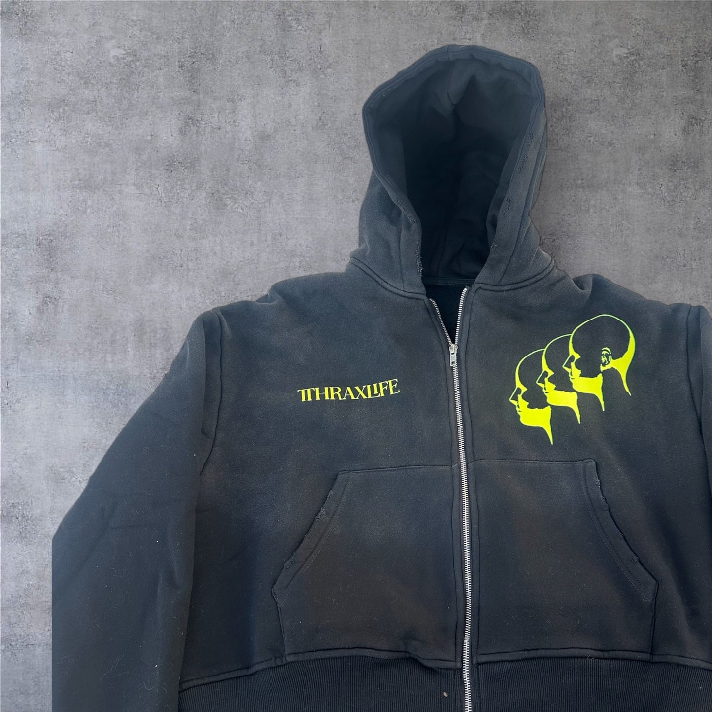 "HUMAN DESIGN" BLACK HEAVY DISTRESSED JACKET