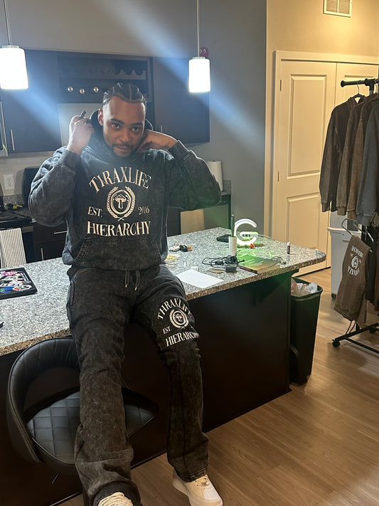 Black Acid Washed Stacked Set