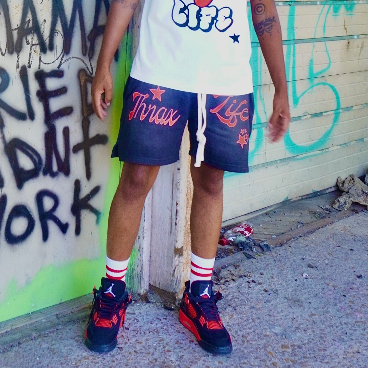 "LEGENDARY THRAX" SHORTS Stoned Black