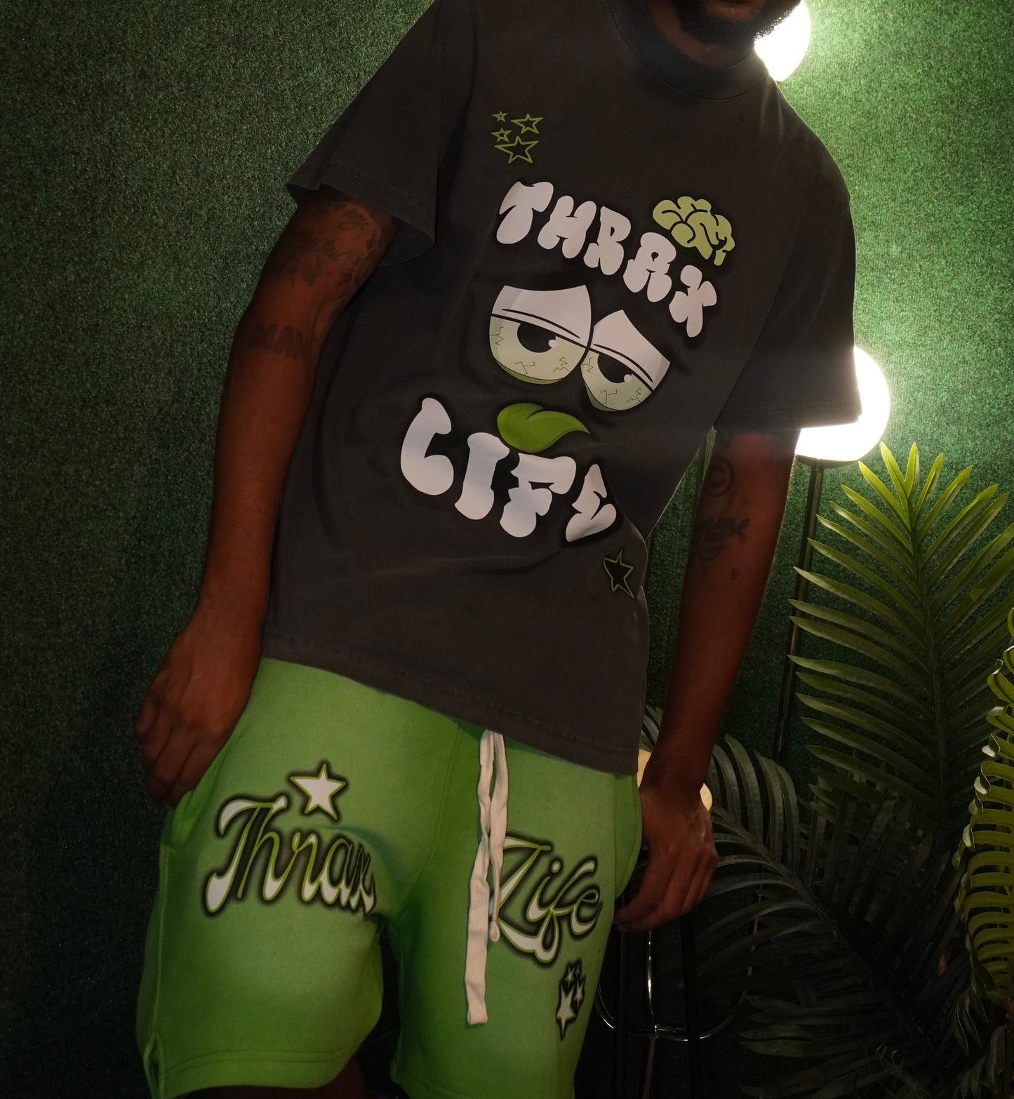 "LEGENDARY THRAX" SHORTS Stoned Green