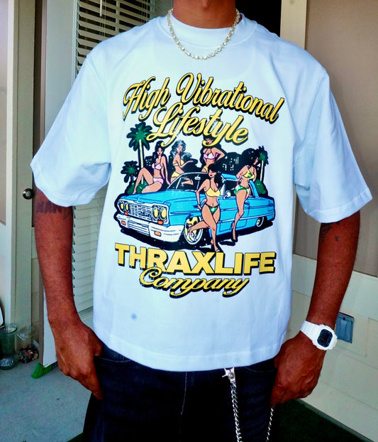 HIGH VIBES REVERSED STITCHING CROP TEE (WHITE)