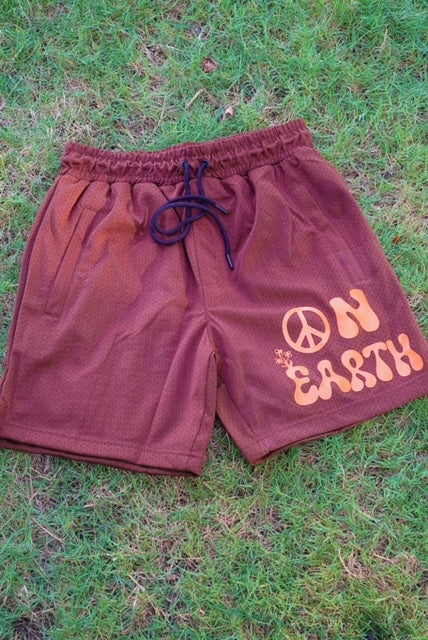 "Peace On Earth" Mesh Shorts (brown)