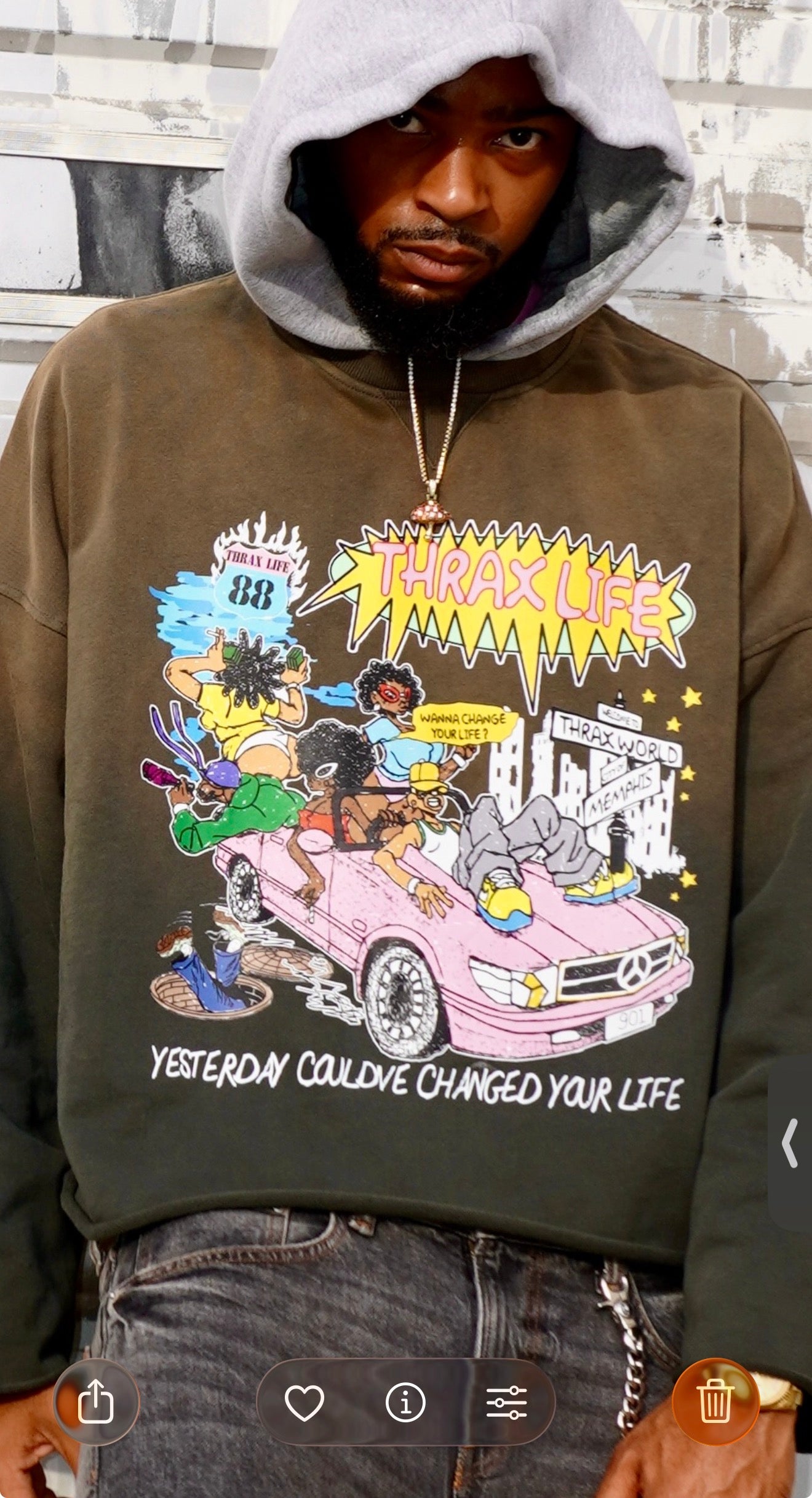 C.Y.L TWO TONE DISTRESSED HOODIE (OLIVE)