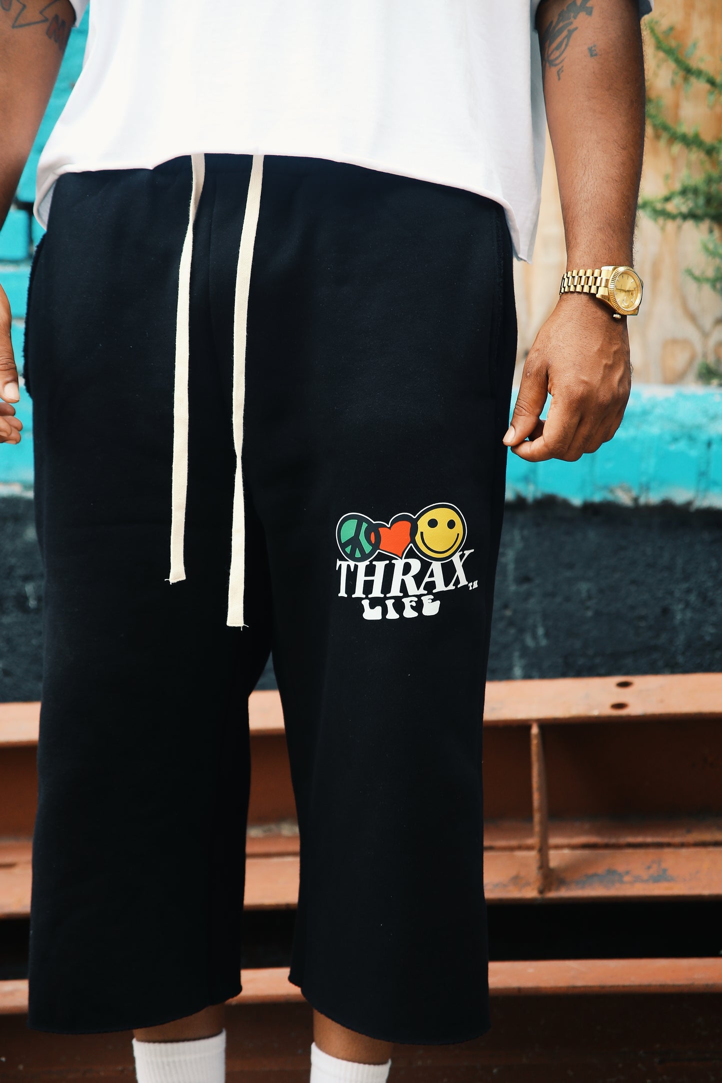 HAPPY TRIP BLACK KOREAN SHORTS