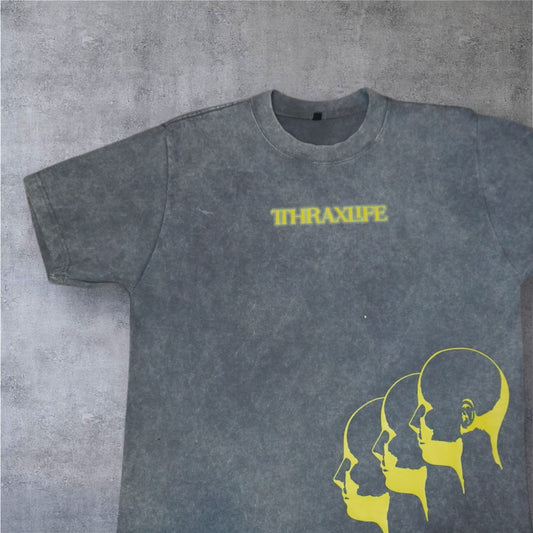 GREY ACID WASHED 'HUMAN DESIGN' TEE