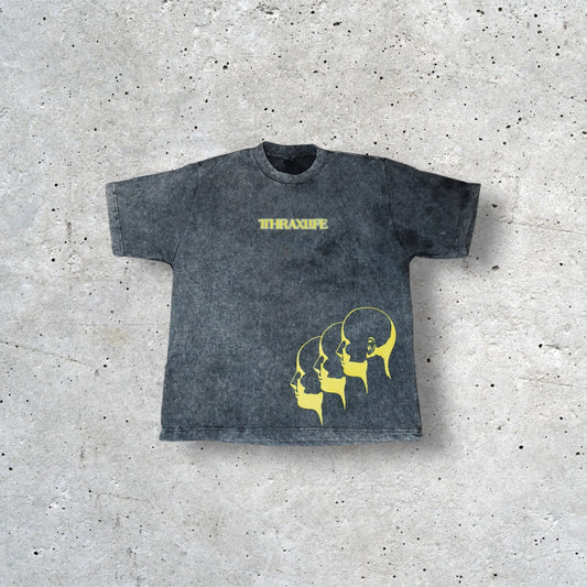 BLACK ACID WASHED 'HUMAN DESIGN' TEE