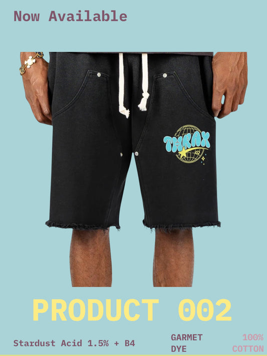 STARDOM ACID WASHED CARPENTER SHORTS BLACK